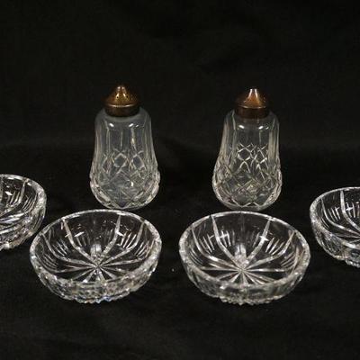1077	WATERFORD CRYSTAL 3 1/2 IN DISHES (4), SALT AND PEPPER SHAKERS
