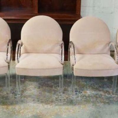 1196	6 MODERN UPHOLSTERED CURVED LUCITE ARM CHAIRS
