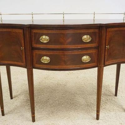 1140	HENKEL HARRIS MAHOGANY BANDED 2 DOOR, 2 DRAWER SERVER WITH BRASS GALLERY, APPROXIMATELY 56 IN X 23 IN X 43 IN H
