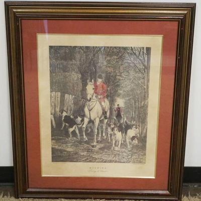 1232	FRAMED HUNT PRINT TITLED *MORNING* APPROXIMATELY 29 IN X 35 IN OVERALL
