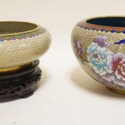 1253	2 CLOISONNE BOWLS, LARGEST APPROXIMATELY 9 IN X 5 IN HIGH
