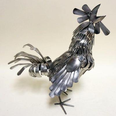 1024	FORKED UP ART STAINLESS ROOSTER MADE FORM FORKS & SPOONS, APPROXIMATELY 15 IN HIGH
