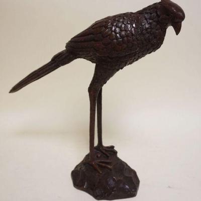 1265	BRONZE BIRD PERCHED ON ROCK, APPROXIMATELY 18 IN HIGH
