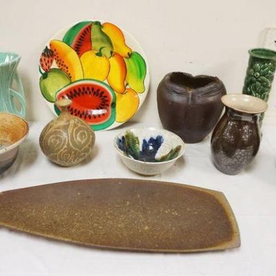 1218	LARGE ASSORTMENT OF ART POTTERY SOME SIGNED
