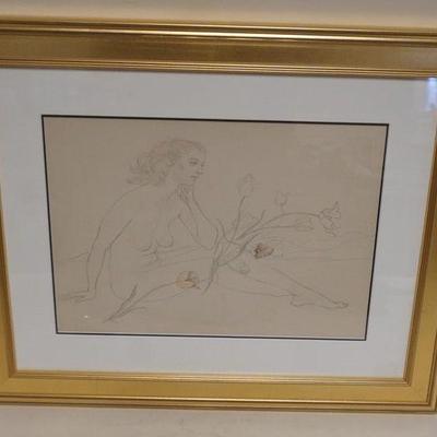 1103	EMLIN ETTING FRAMED PRINT OF NUDE WOMAN, APPROXIMATELY 20 IN X 24 IN OVERALL
