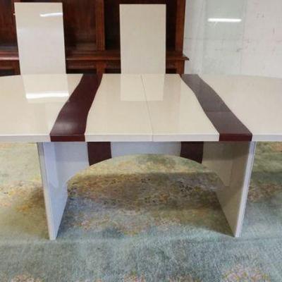 1195	PACE MODERN OVAL TABLE WITH 2 LEAVES, APPROXIMATELY 96 IN X 46 IN X 30 IN HIGH, EACH LEAF 15 IN
