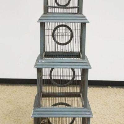 1181	LARGE FLOOR STANDING WOOD VICTORIAN STYLE BIRD CAGE
