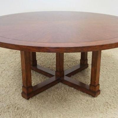 1130	LARGE ROUND MAHOGANY CONFERENCE TABLE WITH STAR BURST PATTERN TOP, APPROXIMATELY 72 IN X 30 IN H
