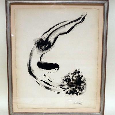 1102	MARC CHAGALL LITHOGRAPH, NUDE WOMAN 1953, APPROXIMATELY 19 IN X 23 IN OVERALL
