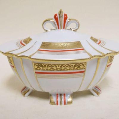 1014	HANDMALEREI PORCELAIN COVERED DISH, APPROXIMATELY 8 IN X 6 IN X 6 IN HIGH
