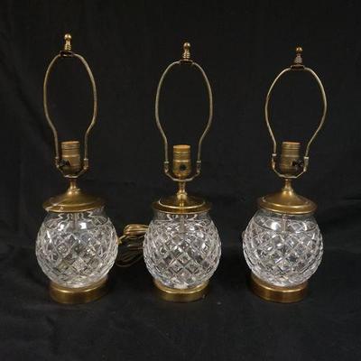 1081	3 WATERFORD CRYSTAL TABLE LAMPS, APPROXIMATELY 19 IN H
