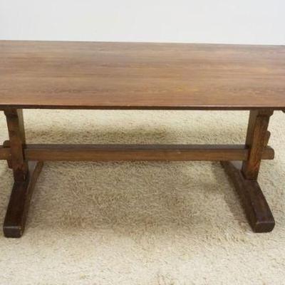 1160	COLONIAL PINE STYLE TRESTLE TABLE WITH BREAD BOARD ENDS, APPROXIMATELY 78 IN X 41 IN X 30 IN H
