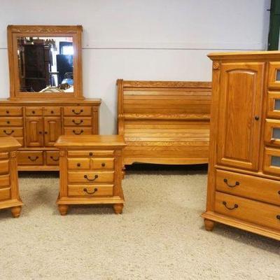 1151	5 PIECE SOLID PINE BEDROOM SET INCLUDING 2 - 3 DRAWER BED SIDE STANDS WITH PULL OUT SURFACES, 6 DRAWER WARDROBE APPROXIMATELY 40 IN...