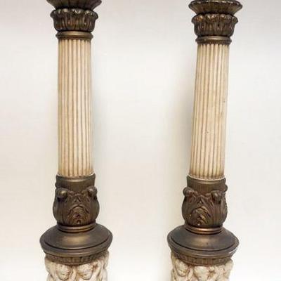 1050	PAIR OF TABLE LAMPS W/FLUTED COLUMNS & CHERUBS ON BASE, PLASTER, APPROXIMATELY 29 IN HIGH
