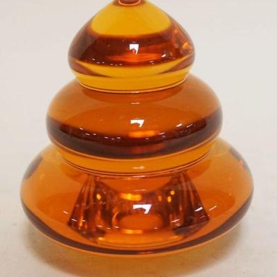1005	BACCARAT FRANCE AMBER PAPERWEIGHT, APPROXIMATELY 3 3/4 IN HIGH
