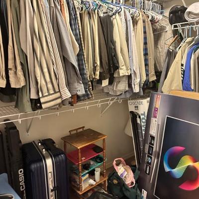 Closet full of men's clothes & shoes