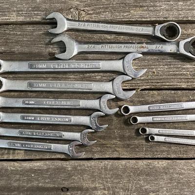 (11) Combination Wrenches: 10- Craftsman Metric +
1- Pittsburgh SAE