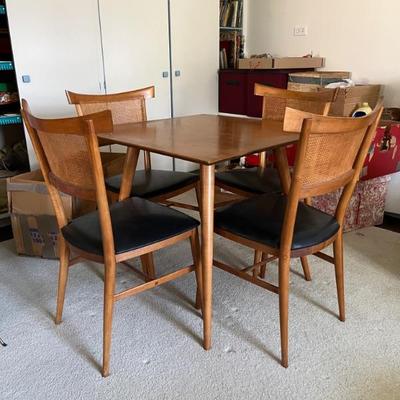 Late 1950s Paul McCobb square table with four chairs, excellent condition, MCM