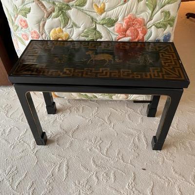 antique Chinoiserie black lacquered side tablesâ€”we have a few available in different sizes!