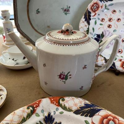 18th century Chinese Export, we have platters, trays, plates and a teapot