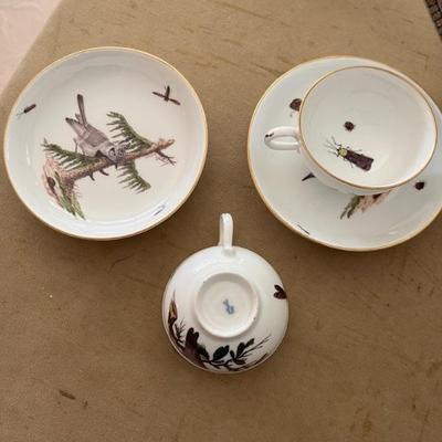 Meissen candlesticks and tea cups