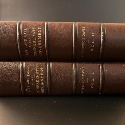 RISE AND FALL OF THE CONFEDERATE GOVERNMENT, Jefferson Davis, 1881, 1st edition, leather bindings, marbled paper boards, marbled page...