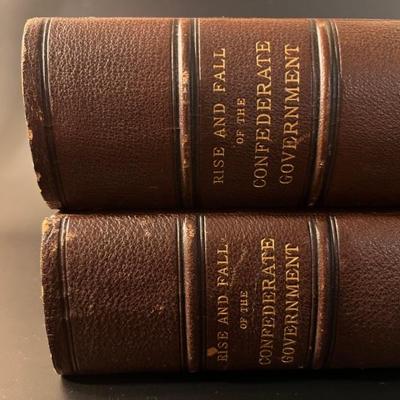 RISE AND FALL OF THE CONFEDERATE GOVERNMENT, Jefferson Davis, 1881, 1st edition, leather bindings, marbled paper boards, marbled page...