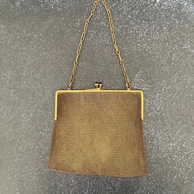 14K gold mesh purse, dated 1916, 76 pennyweight