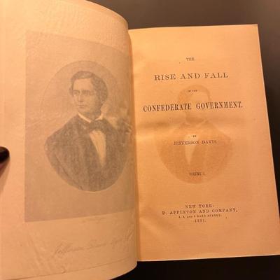 RISE AND FALL OF THE CONFEDERATE GOVERNMENT, Jefferson Davis, 1881, 1st edition, leather bindings, marbled paper boards, marbled page...