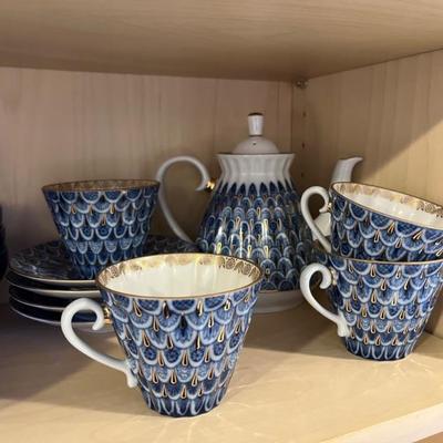 St Petersburg blue porcelain coffee set