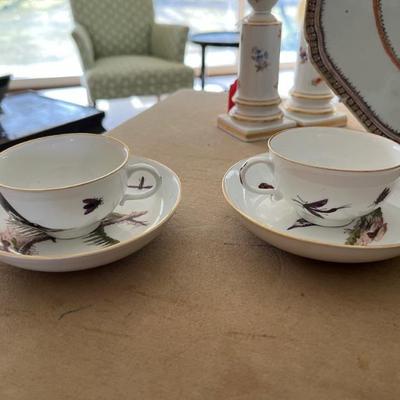 Meissen candlesticks and tea cups