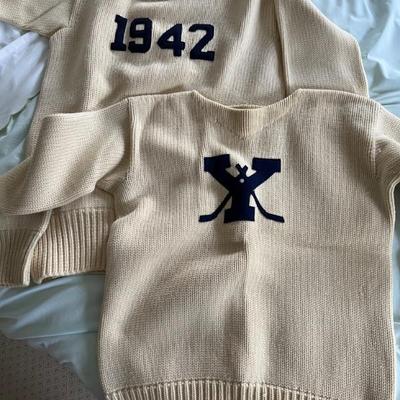 1942 letter sweaters from Yale University mens ice hockey team