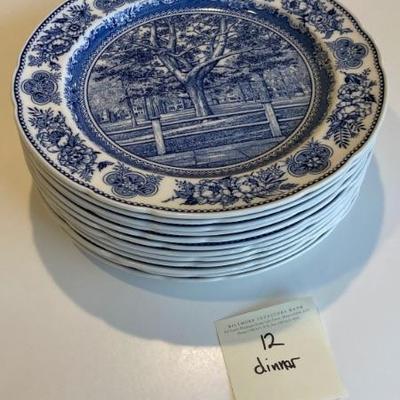 Yale University blue and white china plates