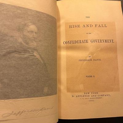 RISE AND FALL OF THE CONFEDERATE GOVERNMENT, Jefferson Davis, 1881, 1st edition, leather bindings, marbled paper boards, marbled page...