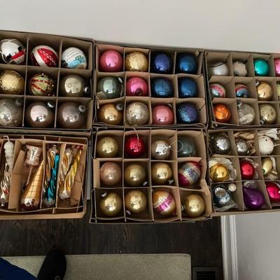 Vintage Christmas ornaments and decorations, lots of Shiny Brite