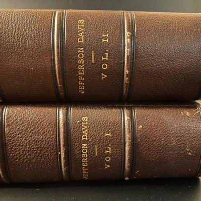 RISE AND FALL OF THE CONFEDERATE GOVERNMENT, Jefferson Davis, 1881, 1st edition, leather bindings, marbled paper boards, marbled page...