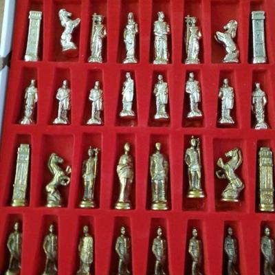 Silver And Brass Toned Metal Chess Set