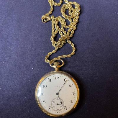 Antique ELGIN Pocket Watch with Ornate Detailing on Backside
