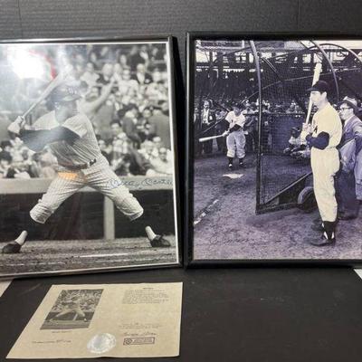 Joe DiMaggio & Mickey Mantle signed photos (authenticated)