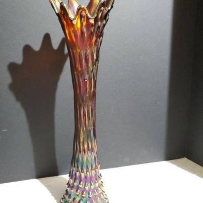 Antique Fenton Carnival Glass Vase (17")