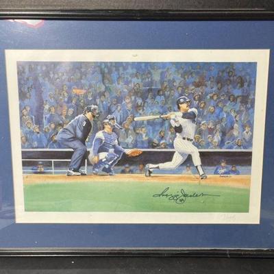 Reggie Jackson autographed lithograph, "Mr. October" signed by artist (unauthenticated)