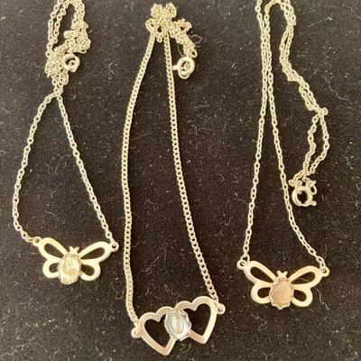 HTH152 3 X SS Abalone Necklaces