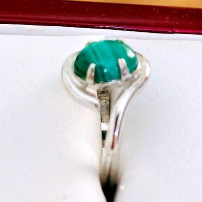 HTH022 Malachite SS Ring Sz6