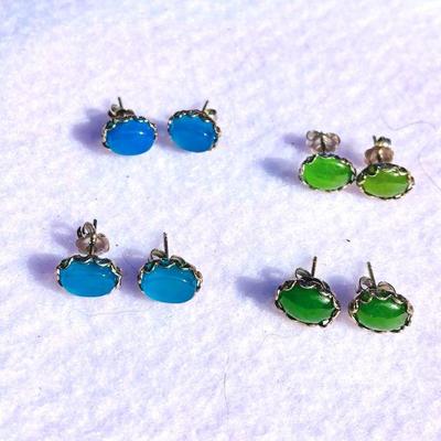 HTH063 Jade & Blue Lace Earrings 