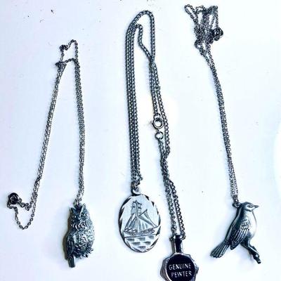 HTH054 3 X Pewter SS Necklaces