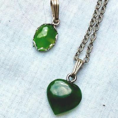 HTH073 Genuine Green Jade Heart Necklace 