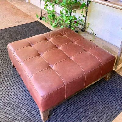 HTH076 Brown Leather Ottoman