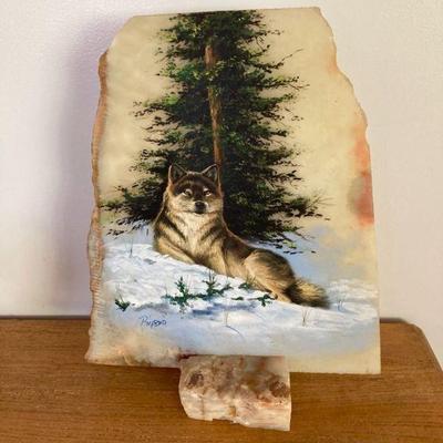 HTH156 Artistic Painting On Stone - WOLF -