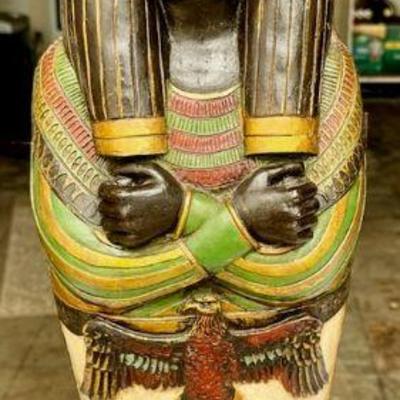 HTH120 Wood Egyptian Dog Statue - Sarcophagus 