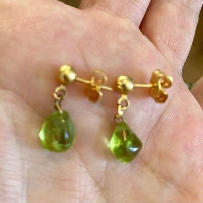 HTH158 Genuine Peridot Gold Earrings 